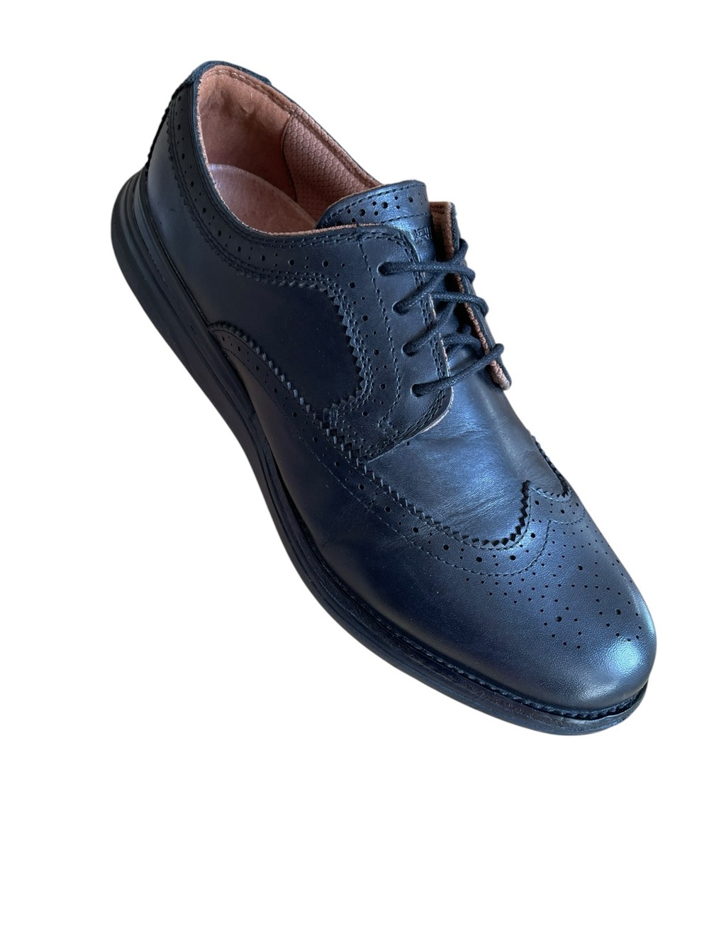 Kuru Warhol Wingtip Leather Shoes Comfort Size 9.5 Black Lace Up